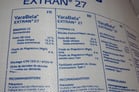 Compound fertilizer sold in bag labelled with the N:P:K concentrations.